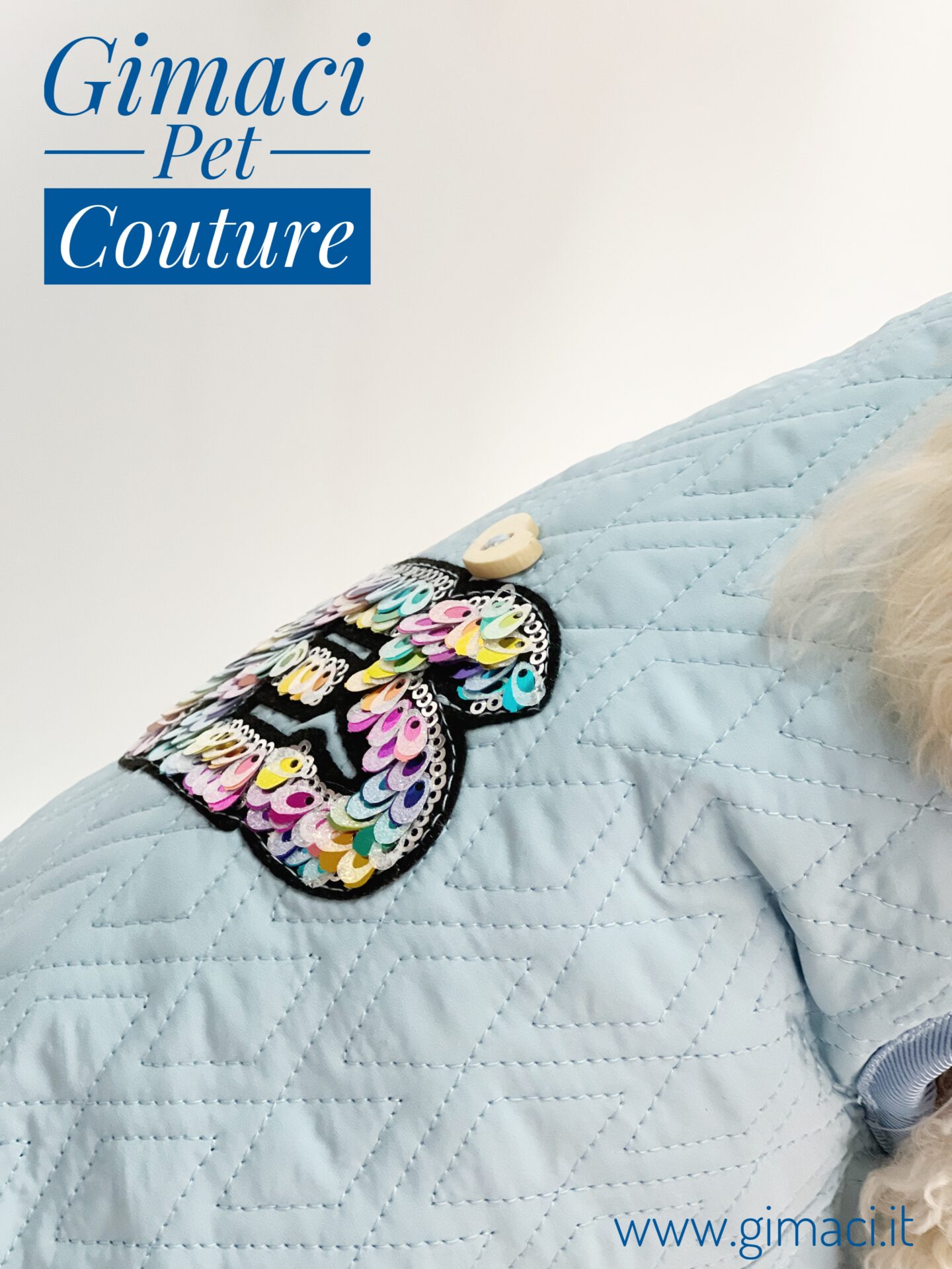 Cappottino impermeabile con doppia imbottitura azzurro con scritta - immagine 5