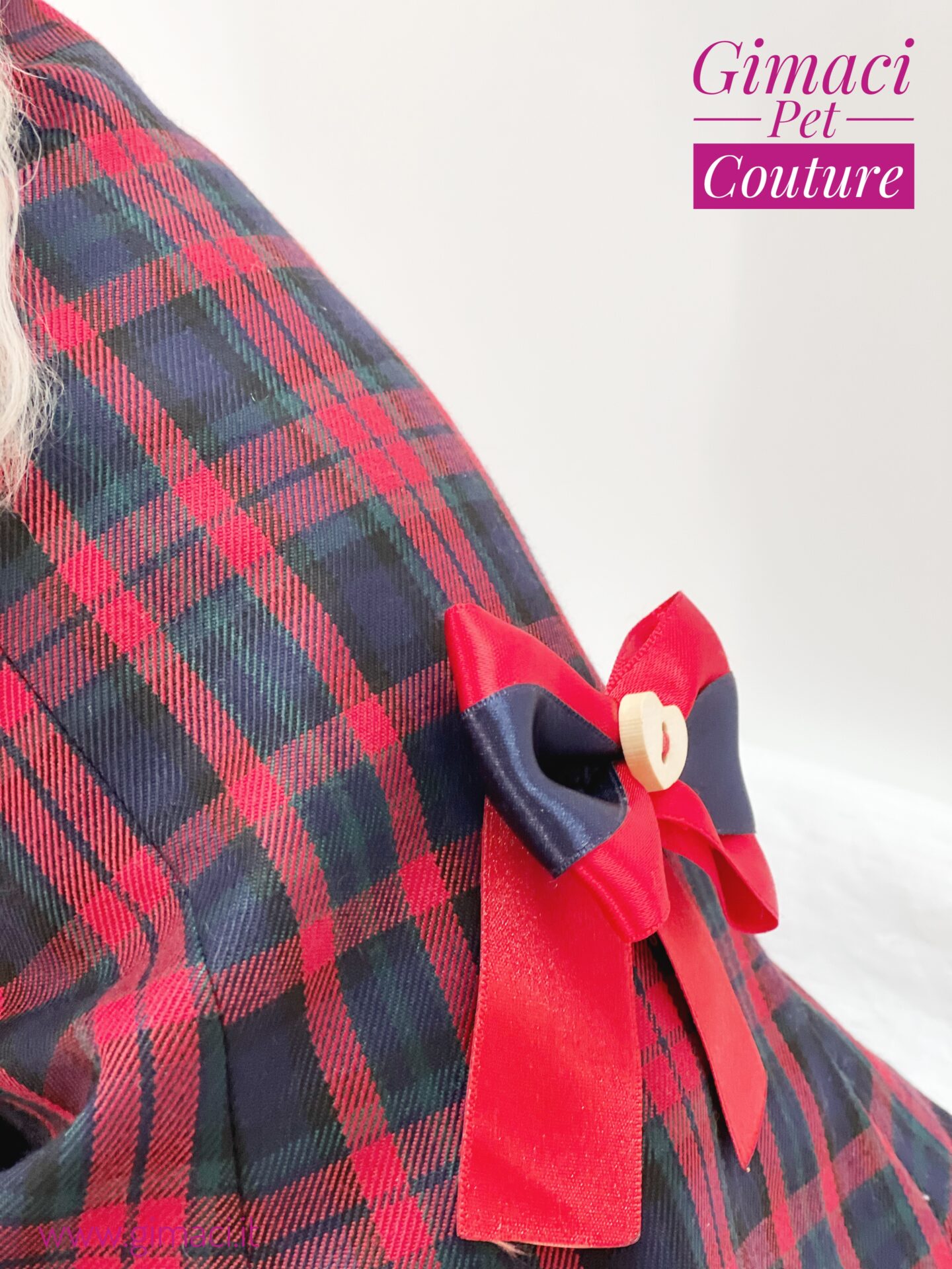 Cappottino in lana scozzese rosso e blu - immagine 4