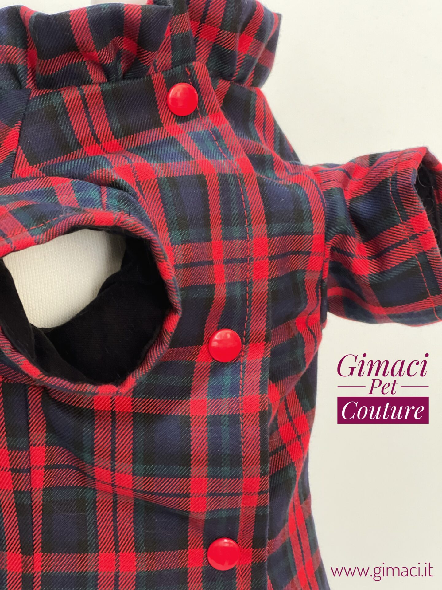 Cappottino in lana scozzese rosso e blu - immagine 12