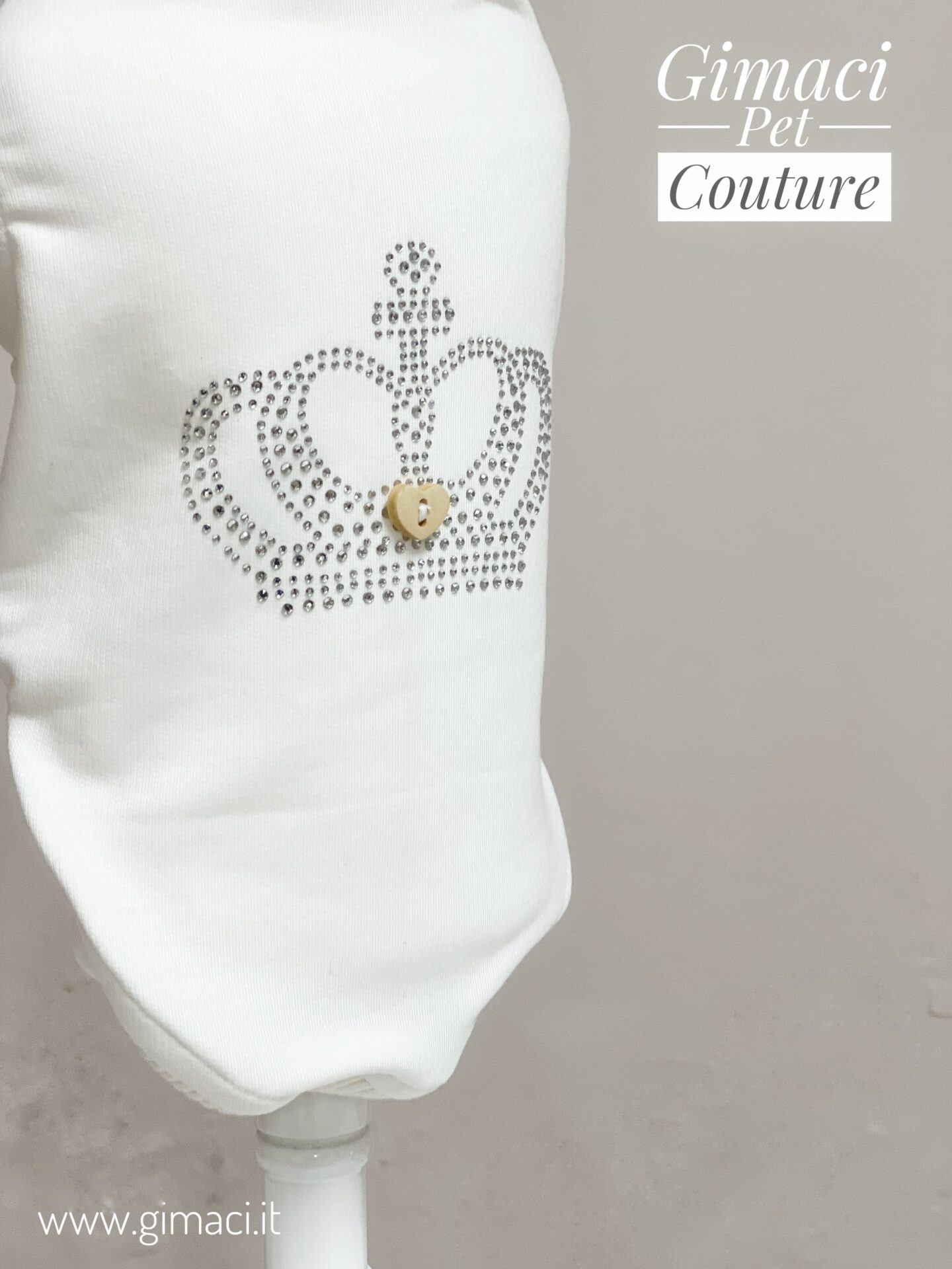 Felpa in cotone bianca con corona in miniborchie - immagine 11