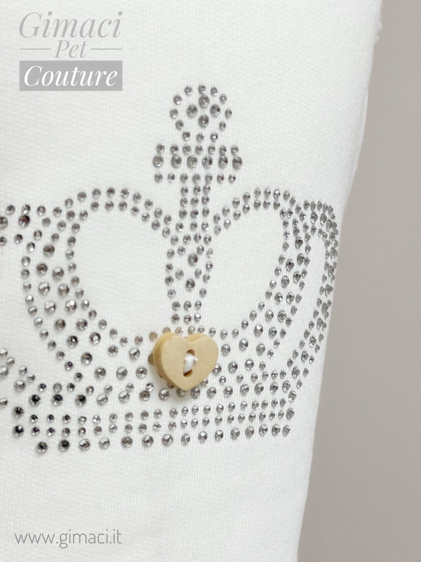 Felpa in cotone bianca con corona in miniborchie - immagine 5