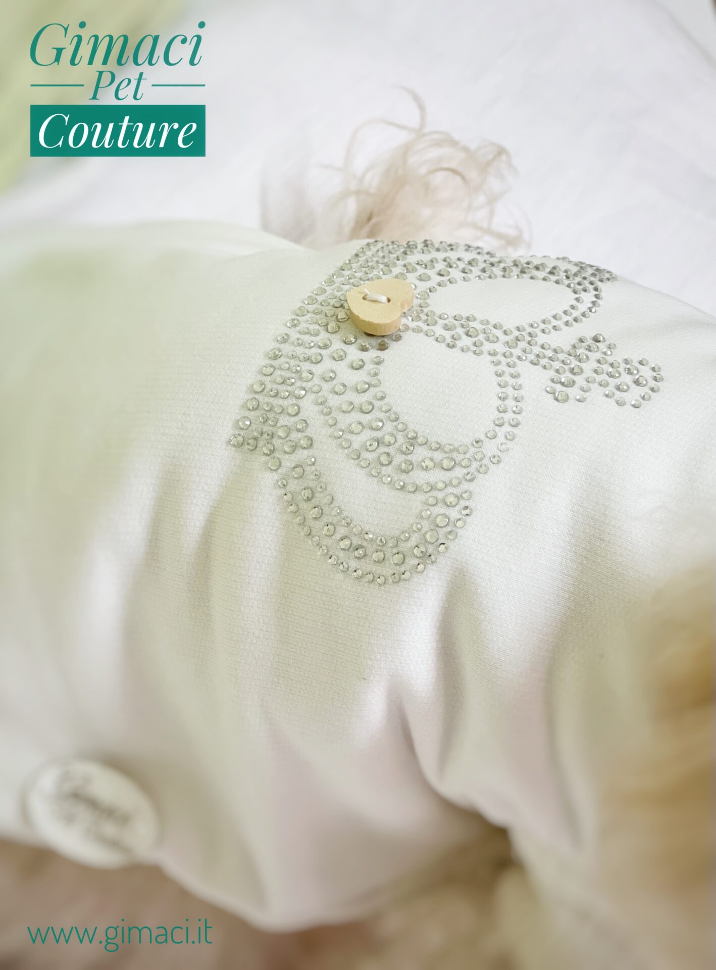 Felpa in cotone bianca con corona in miniborchie - immagine 3