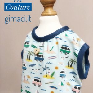 T-shirt in cotone fantasia furgoncino al mare