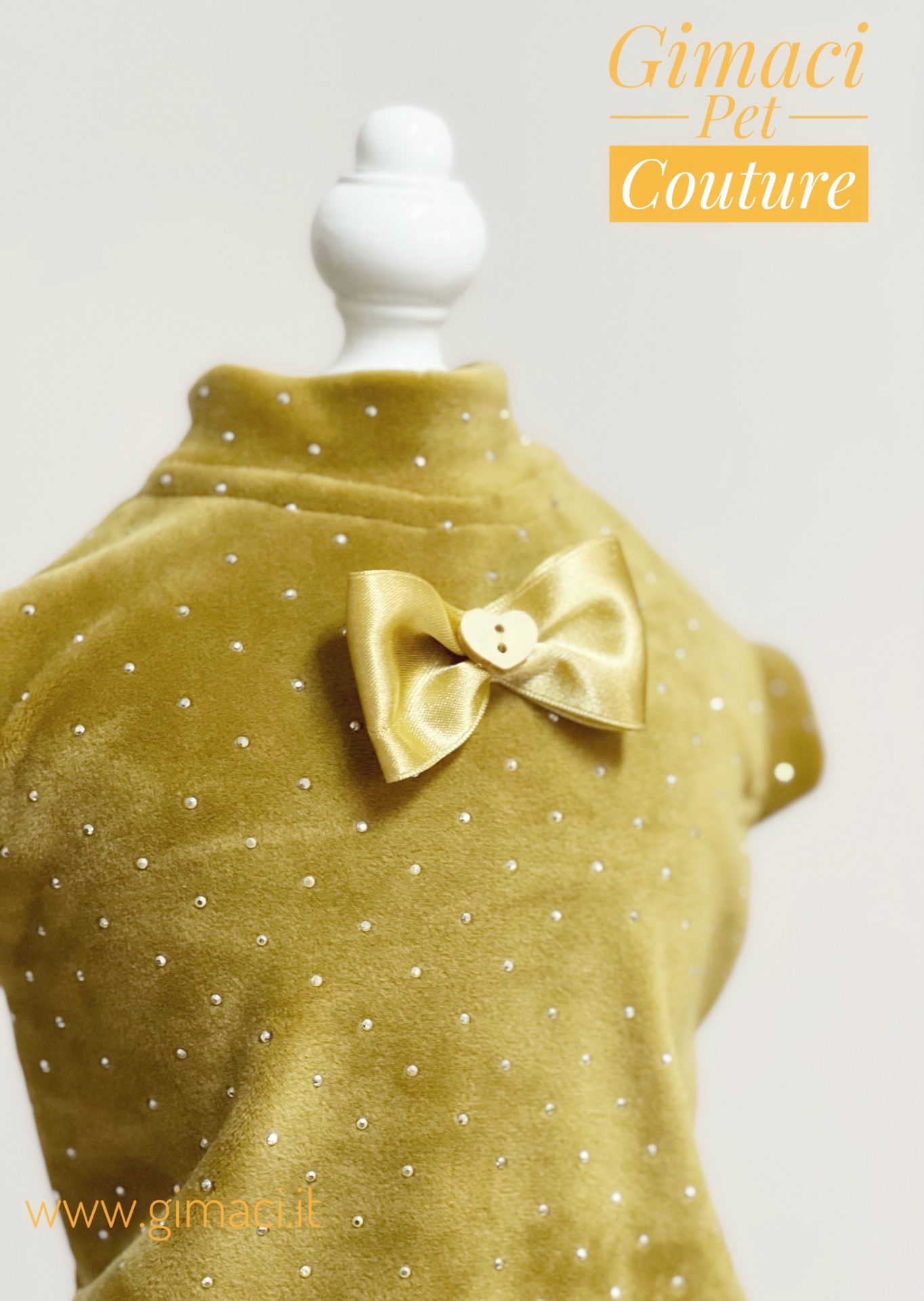 Maglioncino in velluto e strass color oro - immagine 2