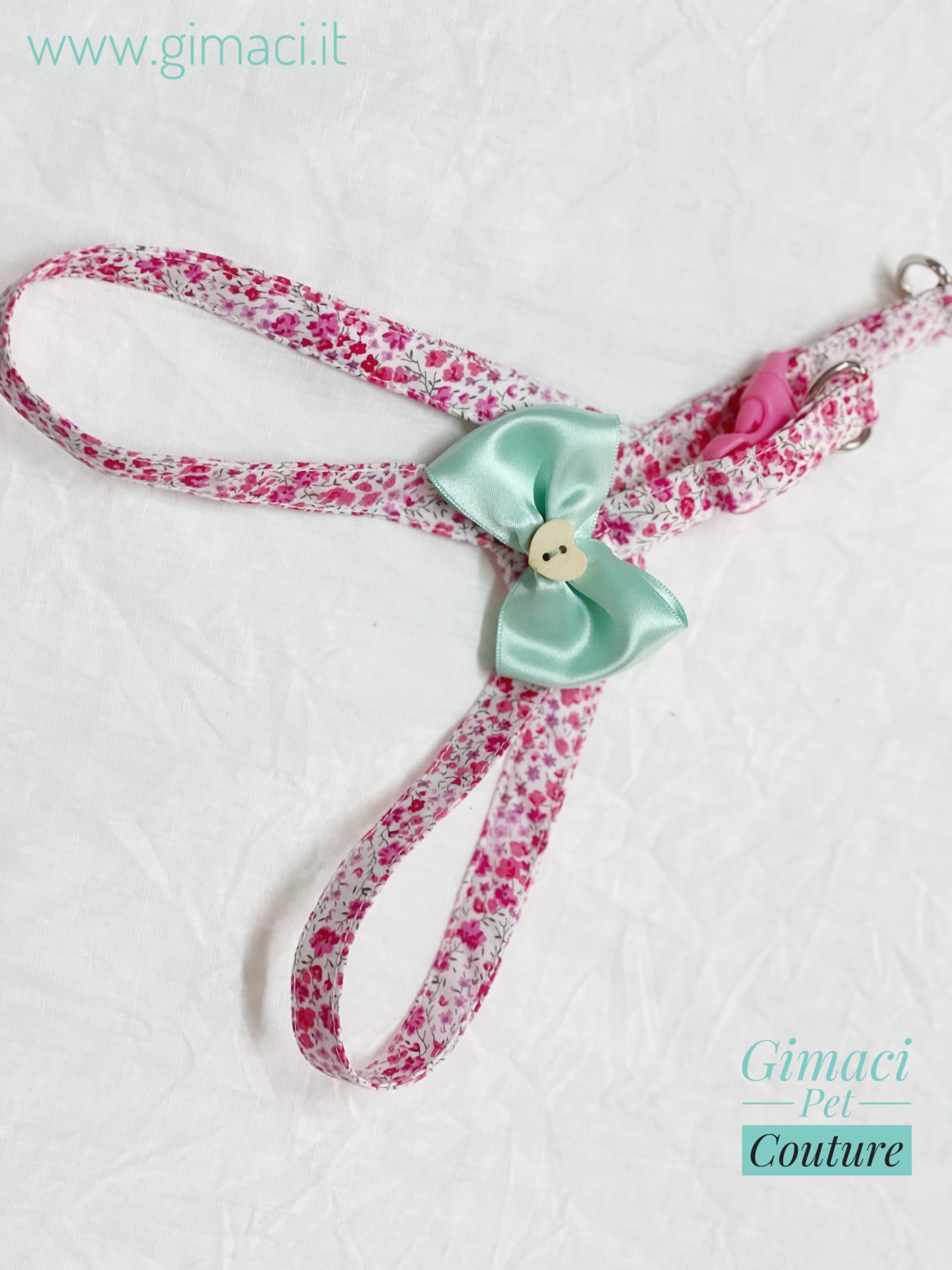 Pettorina tre ponti in cotone Londinese e fiocco verde Tiffany