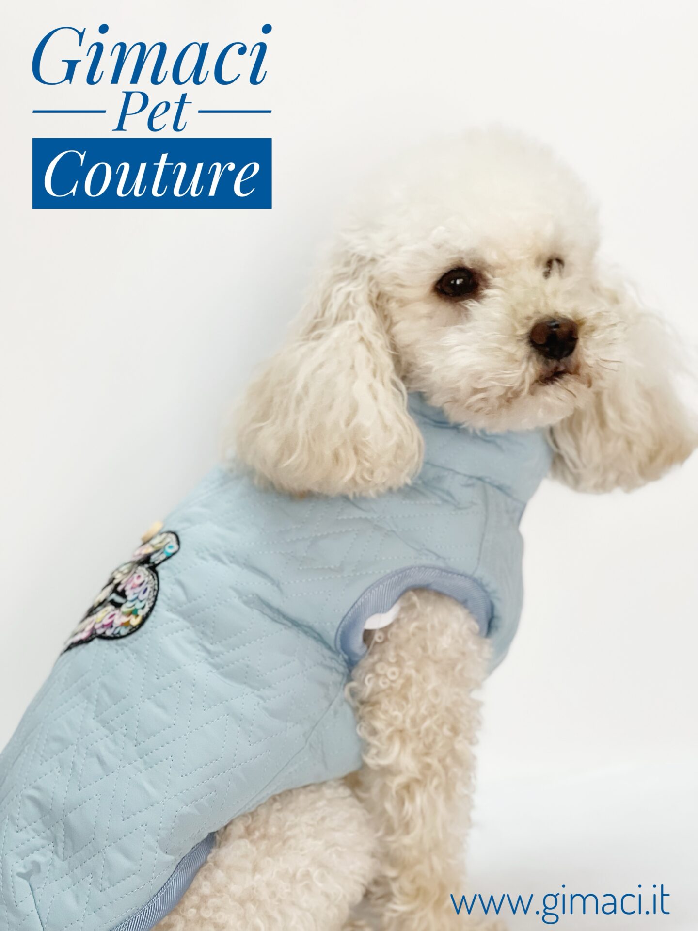 Cappottino impermeabile con doppia imbottitura azzurro con scritta - immagine 2